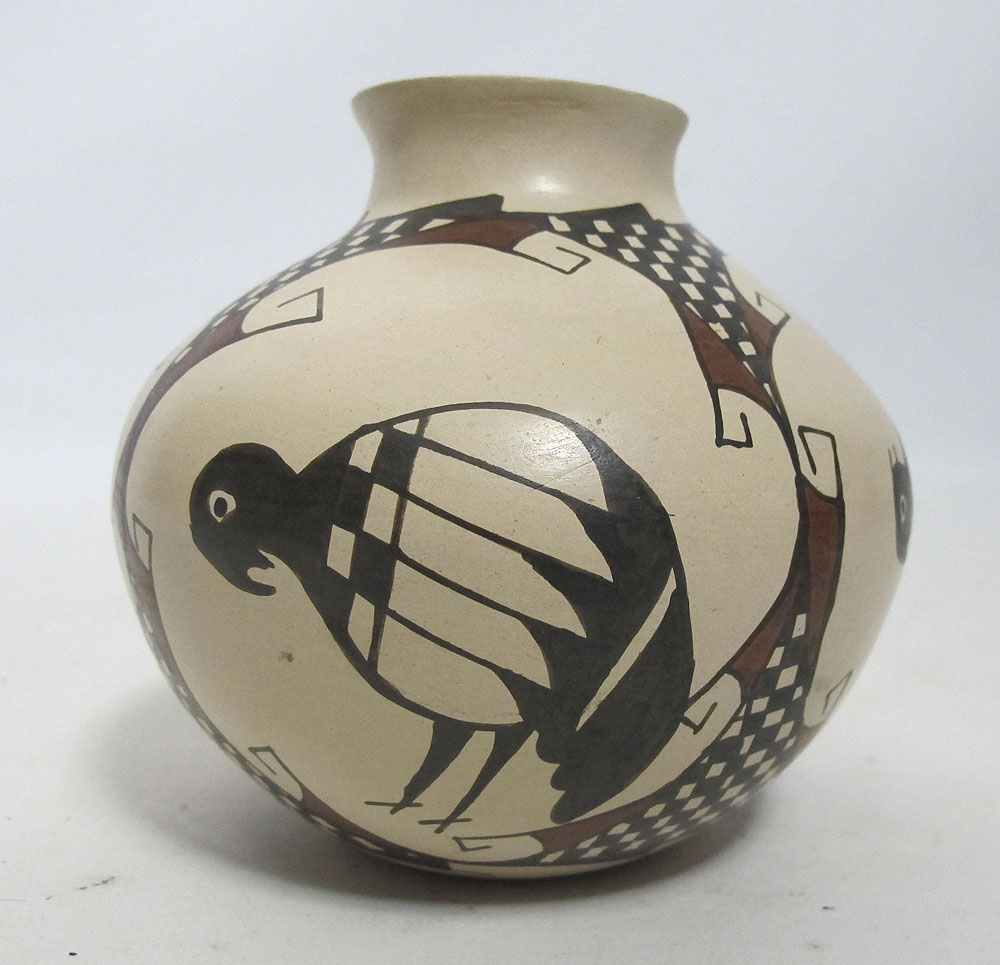 Vintage Southwest American Indian Pueblo Bird Art Pottery Vase Bowl 11